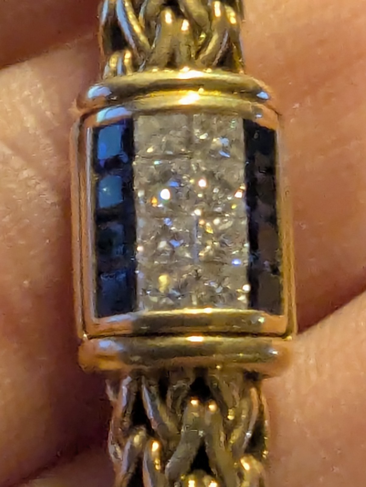 John Hardy Icon 18K Yellow Gold Sapphire & Diamond Bracelet 8” 44g Heavy #10