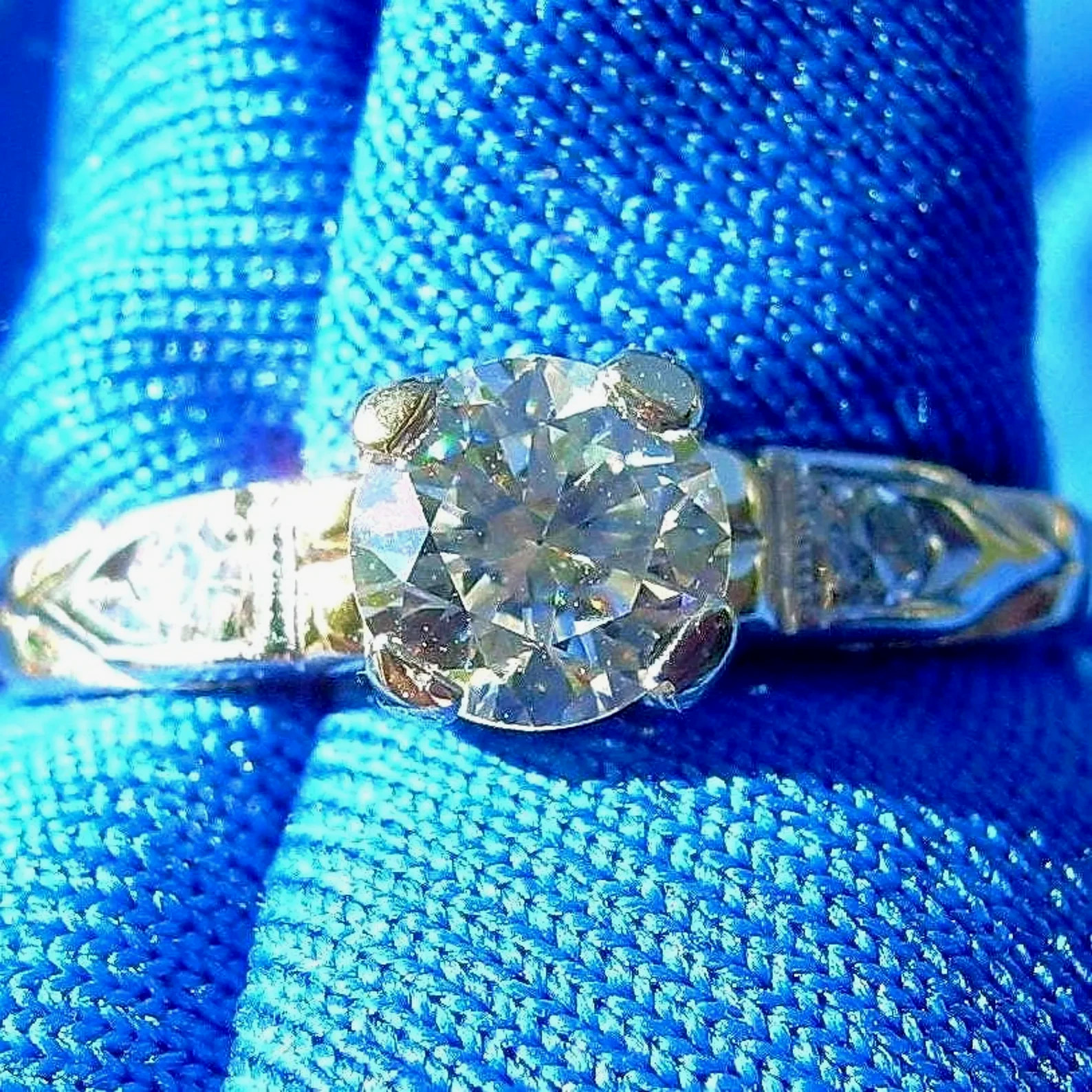 Original EARTH MINED DIAMOND Deco Engagement RING Vintage Solitaire 14K GOLD 6