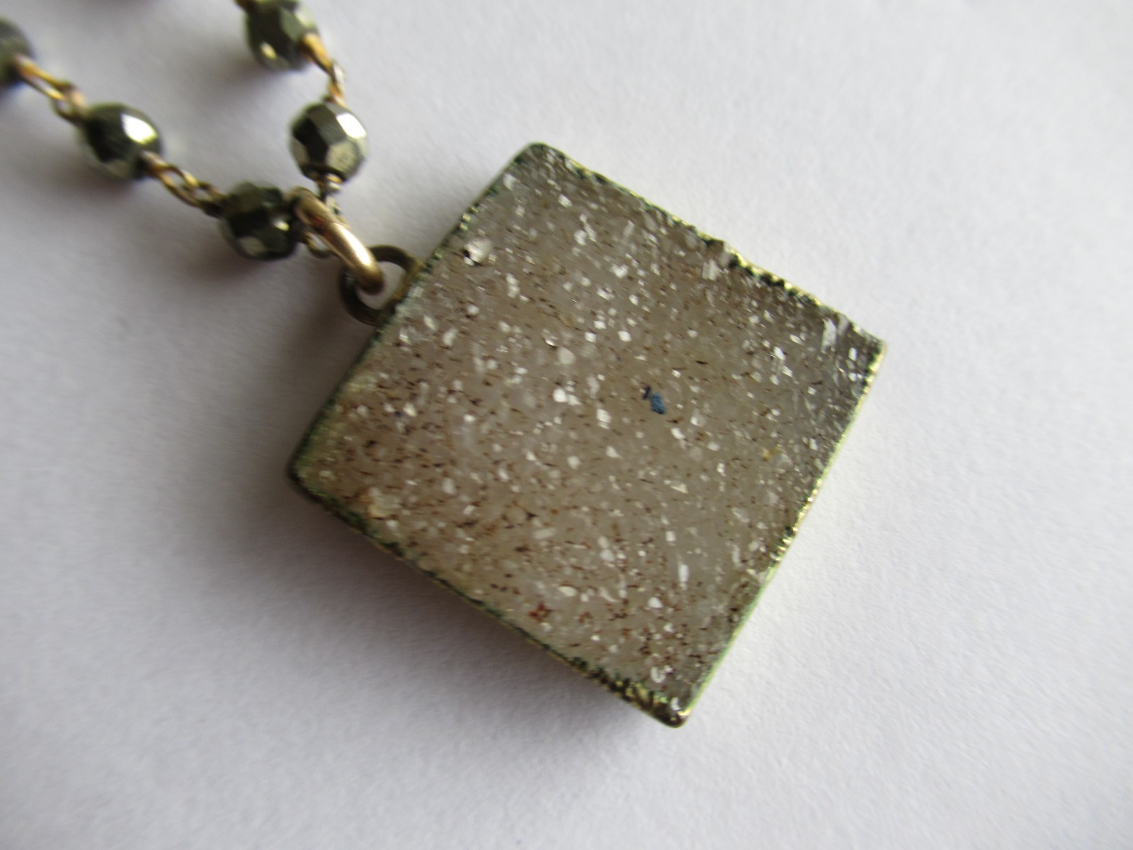 Vintage Glam Girl Gold Filled Geode hematite Necklace