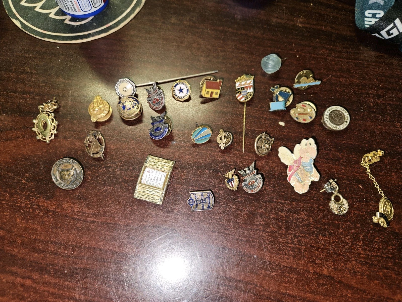 Vintage Estate Pin Lot Military Fraternal Scout Nintendo Sterling Enamel 25+