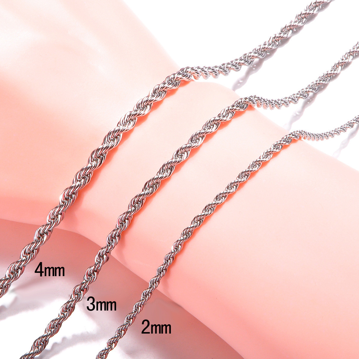 Wholesale 5 PCS 1 Lots 2mm Twist Chain Rope Necklace 16-24 Inch Men Woman