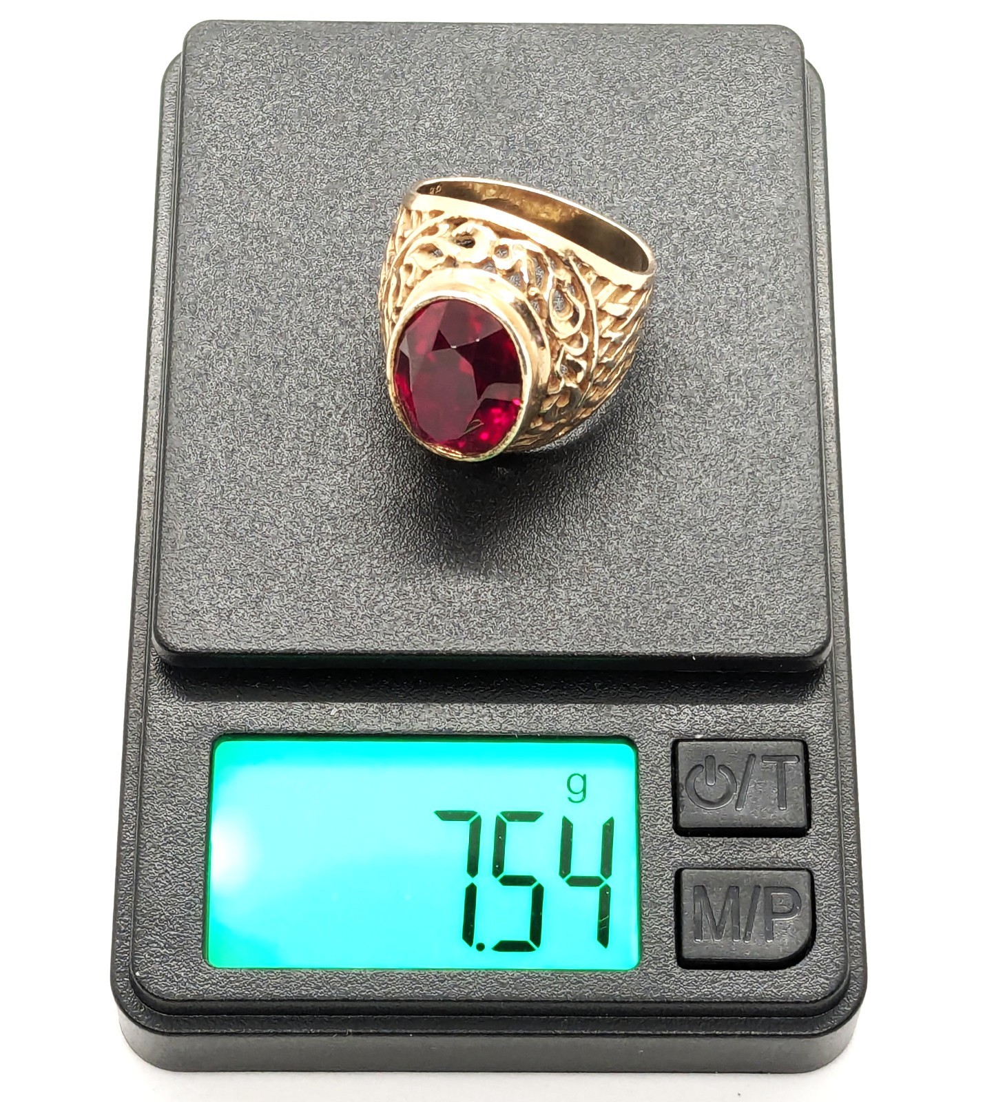 Vintage Soviet RING Silver⭐️875 stamp Star USSR with Bright Ruby -size: 8US | #8