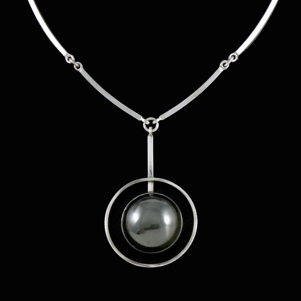 N.E. From – Denmark. Sterling Silver Necklace / Pendant with Hematite.