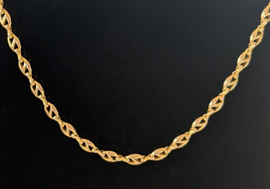 VTG Mariner/Anchor Link Necklace Shiny Gold Tone Chain Vintage Men/Women 24”
