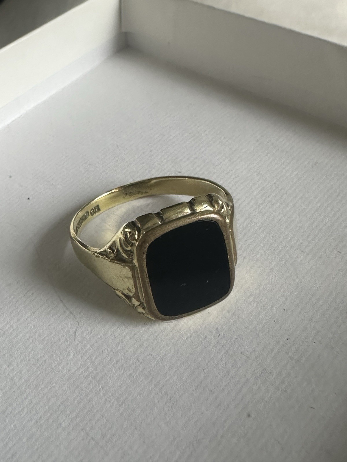 Vintage French Jeweler Astron Charnier Bloodstone Rolled Gold Ring Signed