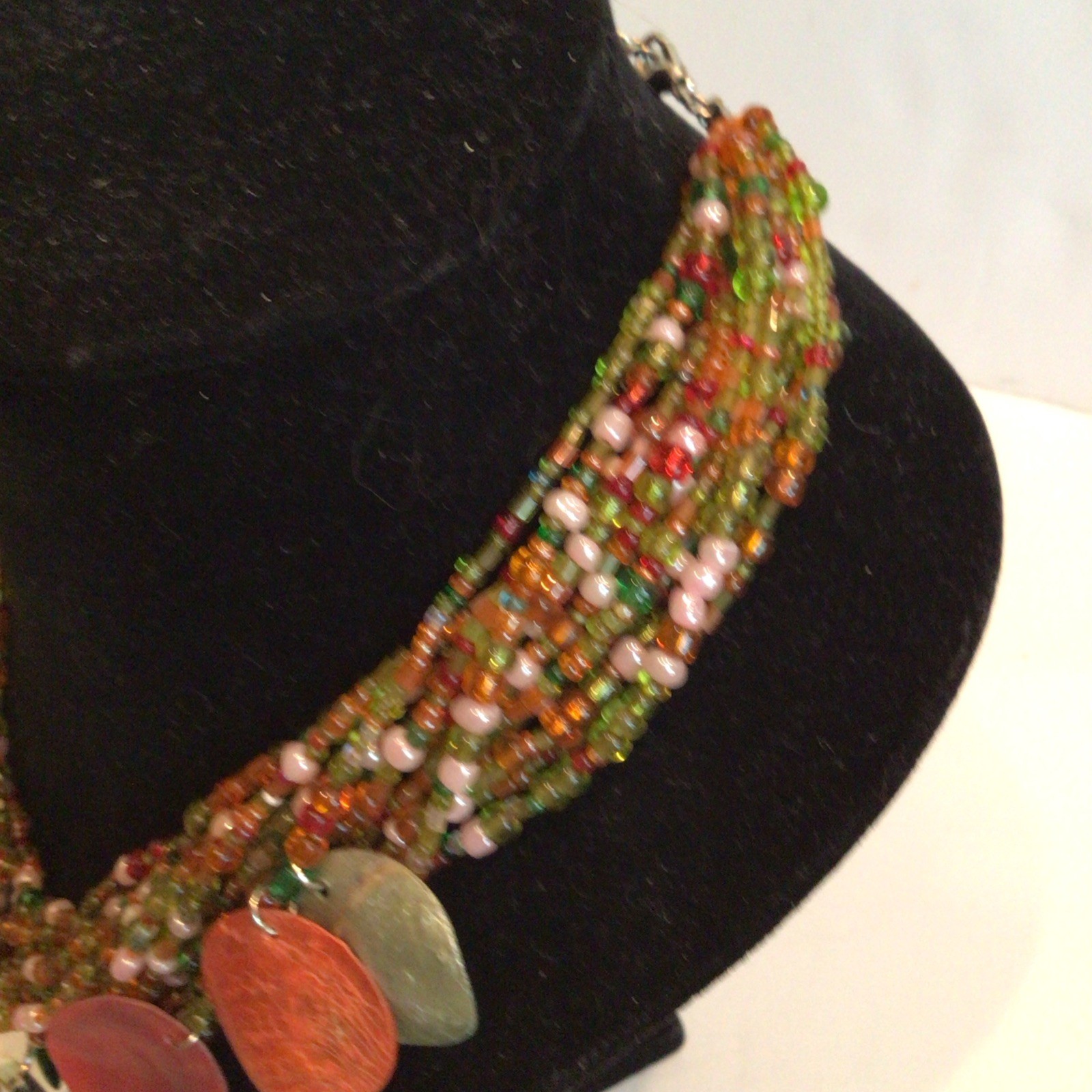 SPECIAL SEBBAG VON MUSULIN NECKLACE STERLING FLOWER W/GORGEOUS GLASS BEADS 20”