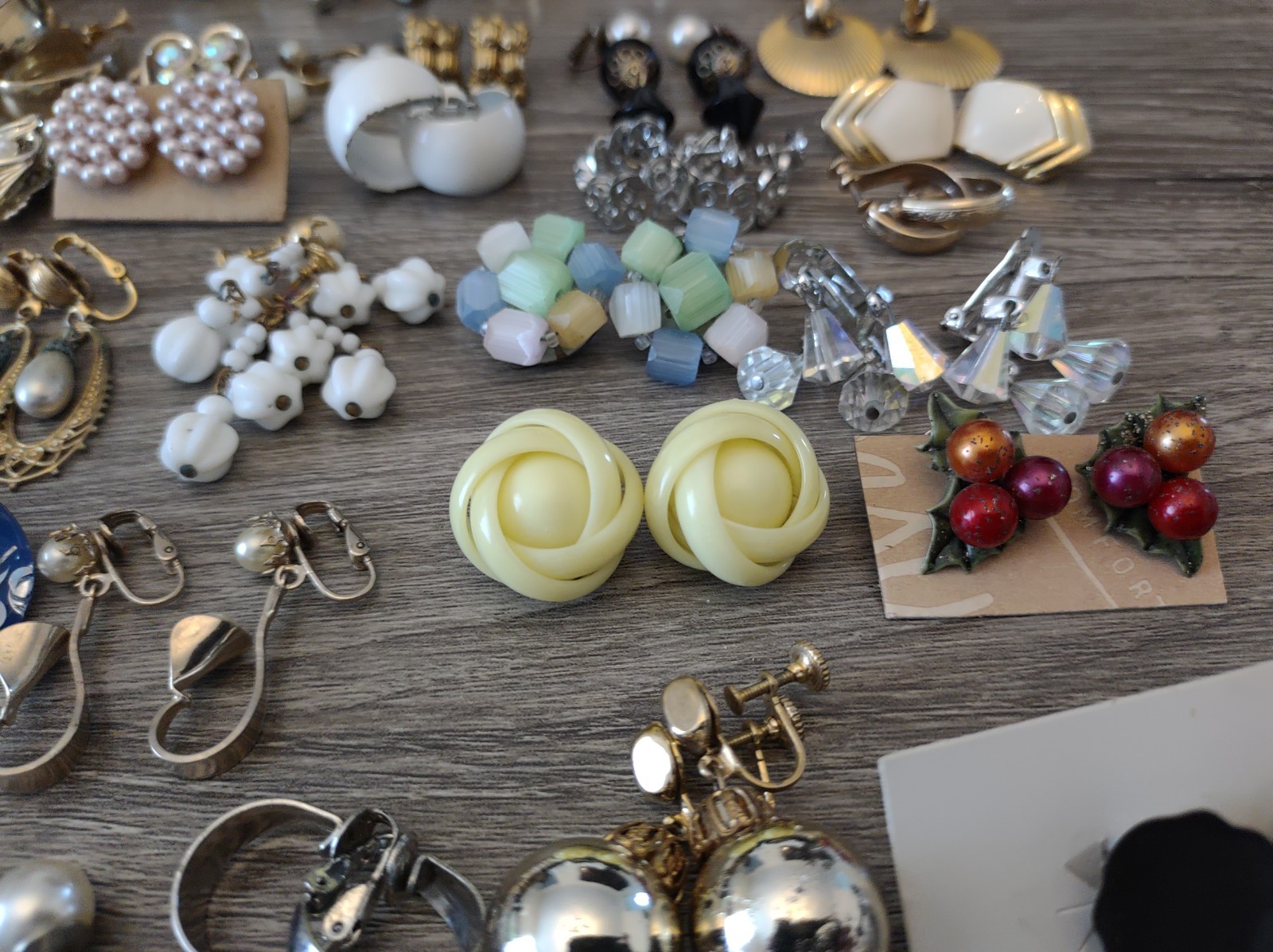 Estate Mixed Lot Costume Jewelry Earrings 77pr Clip On Screwback