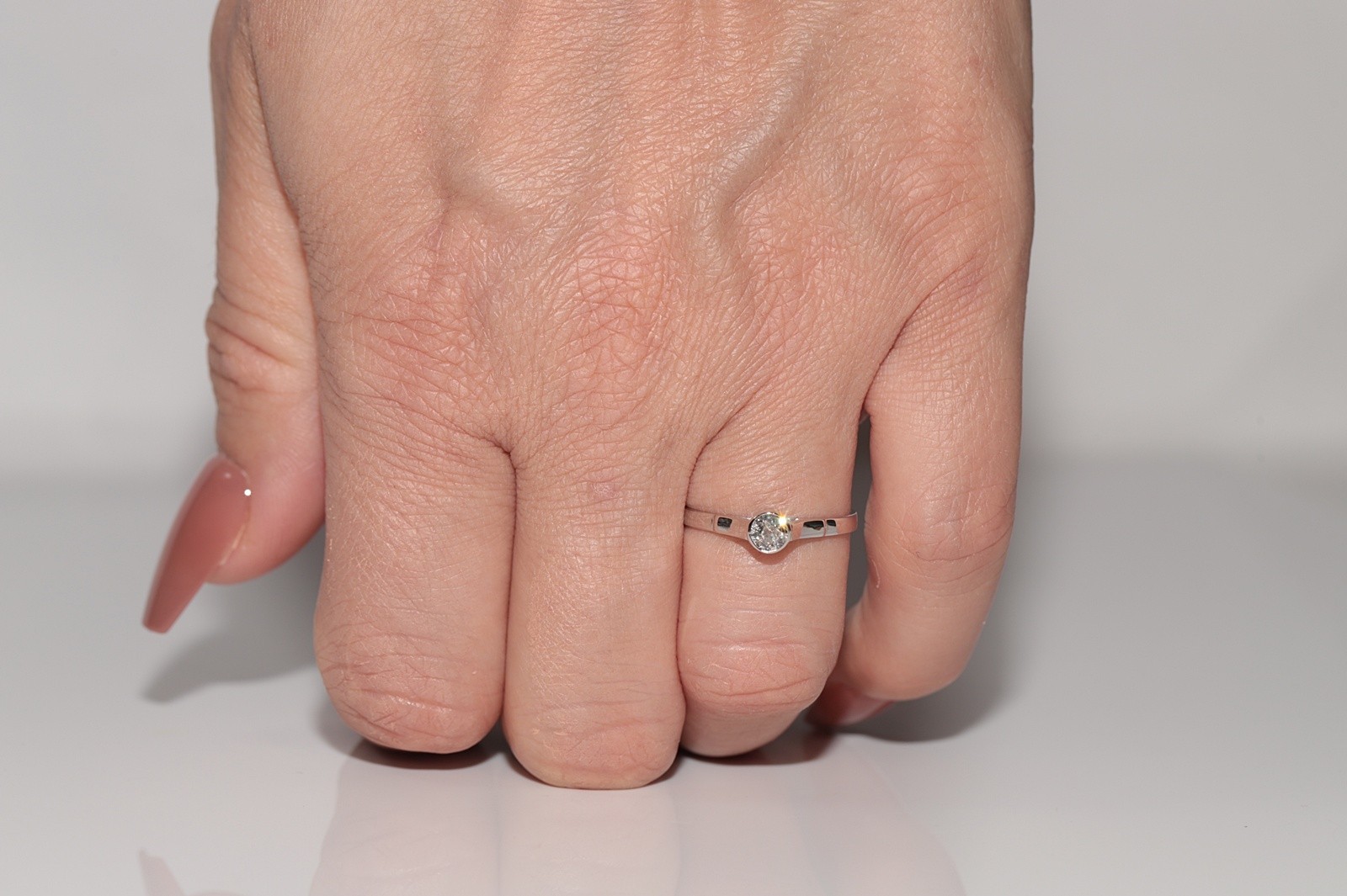 Antique Circa 1920s Art Deco 14k Gold Estate Natural Diamond Solitaire Ring