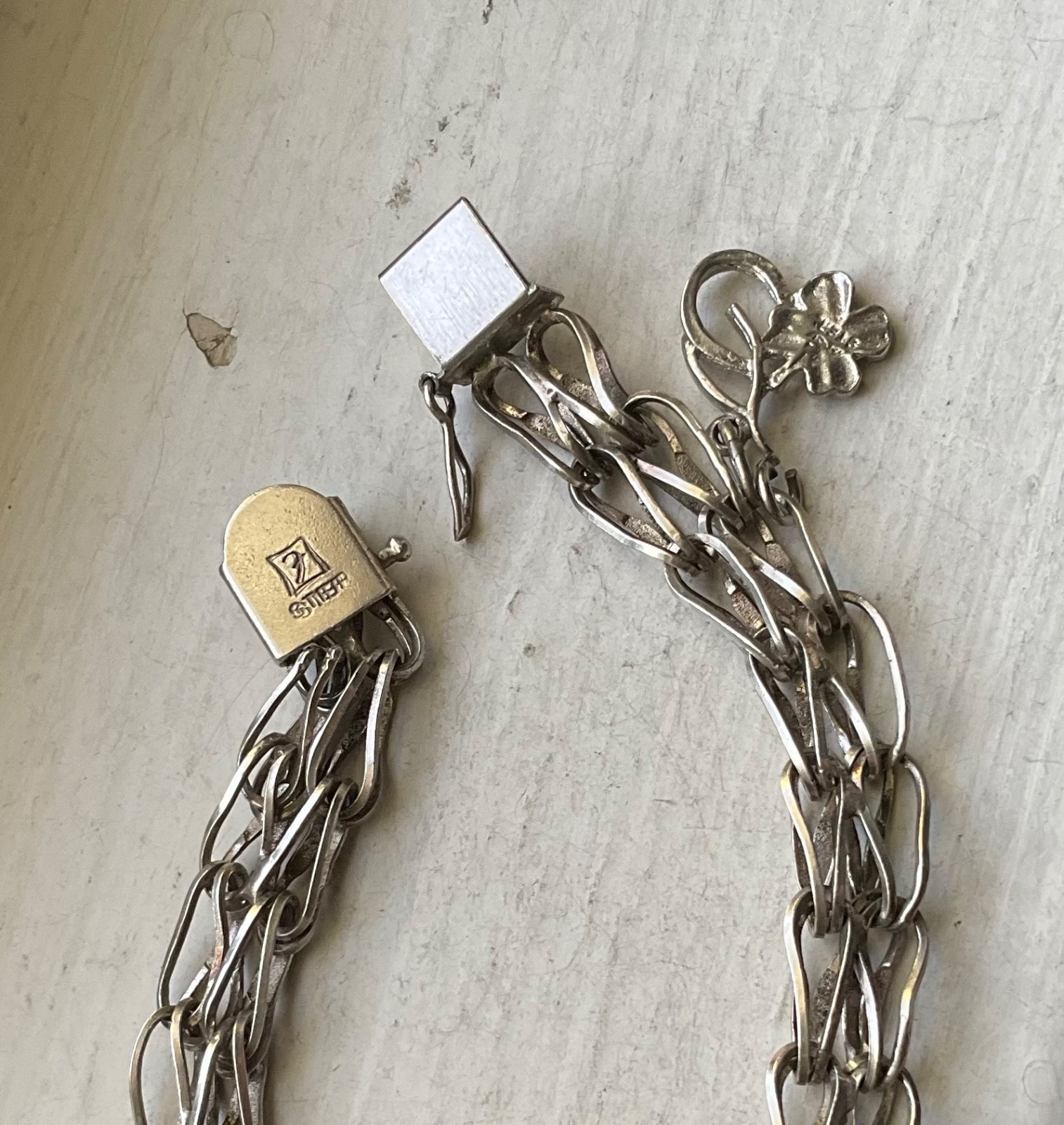 Vintage FORSTNER USA Starter SILVER CHARM BRACELET Wearable 7 1/2” ESTATE