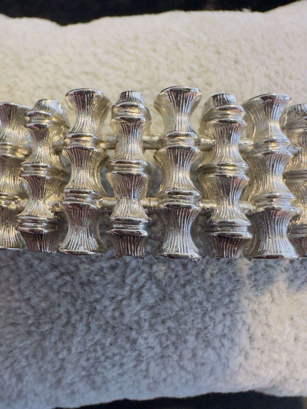 Vintage Cuff Bracelet Bangle Silver Tone Cuff Bamboo Design Good Quality Metal