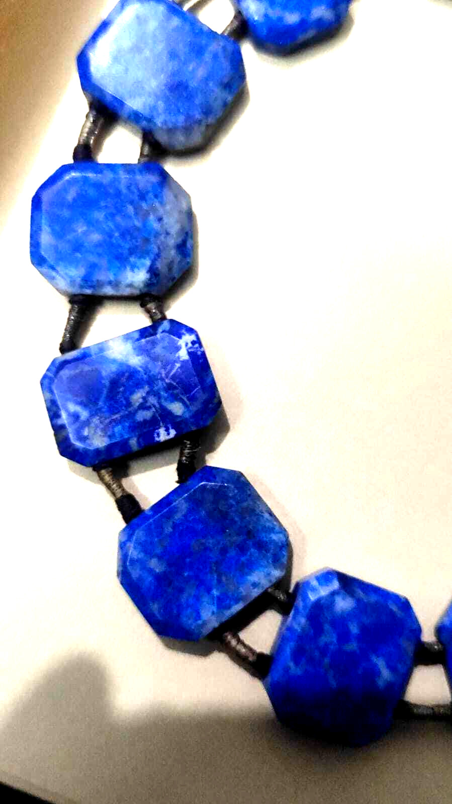 VINTAGE RARE ANTIQUE LAPIS LAZULI OPAQUE BLUE STONE CUT POLISHED 15 NO NECKLESS