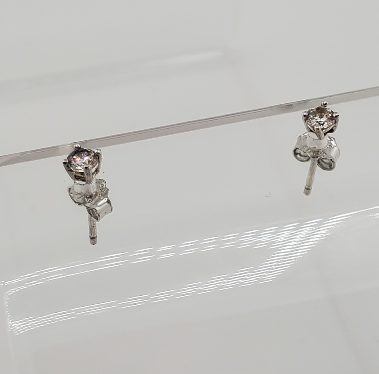 VTG 925 API Stud CZ 3mm Earrings Sterling Silver Brilliant Petite Daily Wear