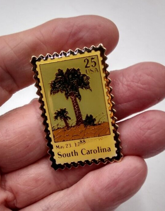 Jonathan Grey South Carolina May 23 1788 Statehood Gold Tone Metal Stamp Pin