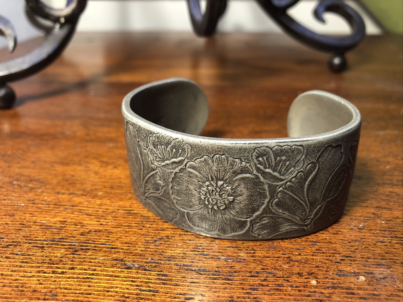 August Flower Salisbury Pewter Bracelet Cuff