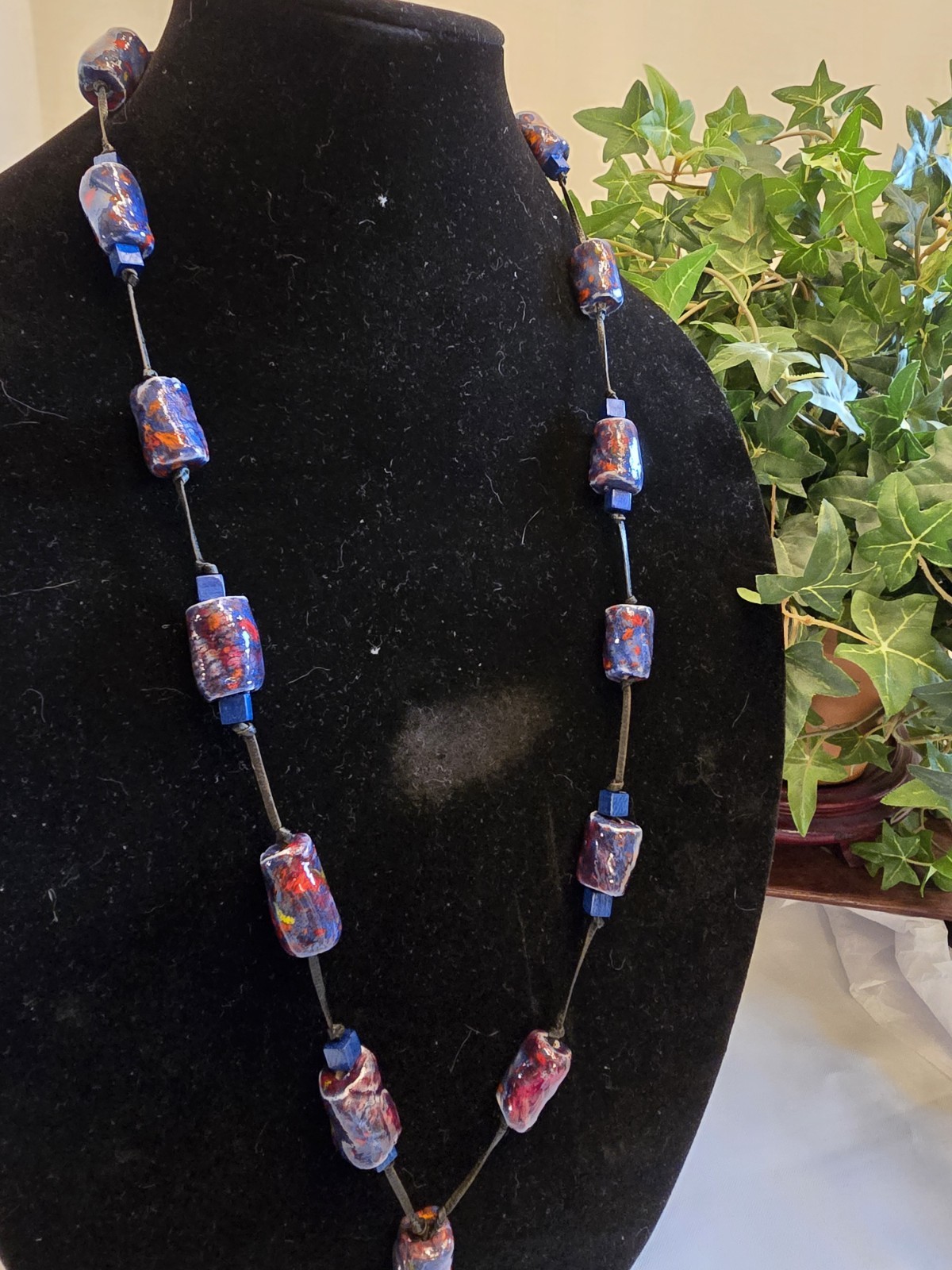 Vintage 1980s Murano Italy Art Galss Necklace Handmade Venetian Lampwork Beads