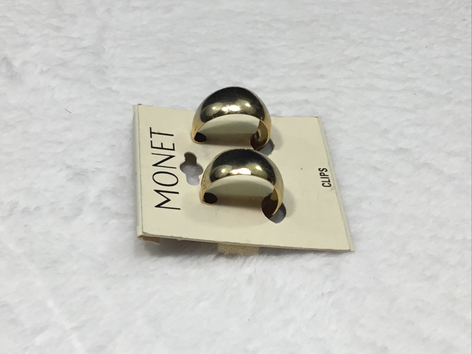 Vintage Rare Monet Gold Clip-On Casual Perfect Daily Wide Hoop Earrings