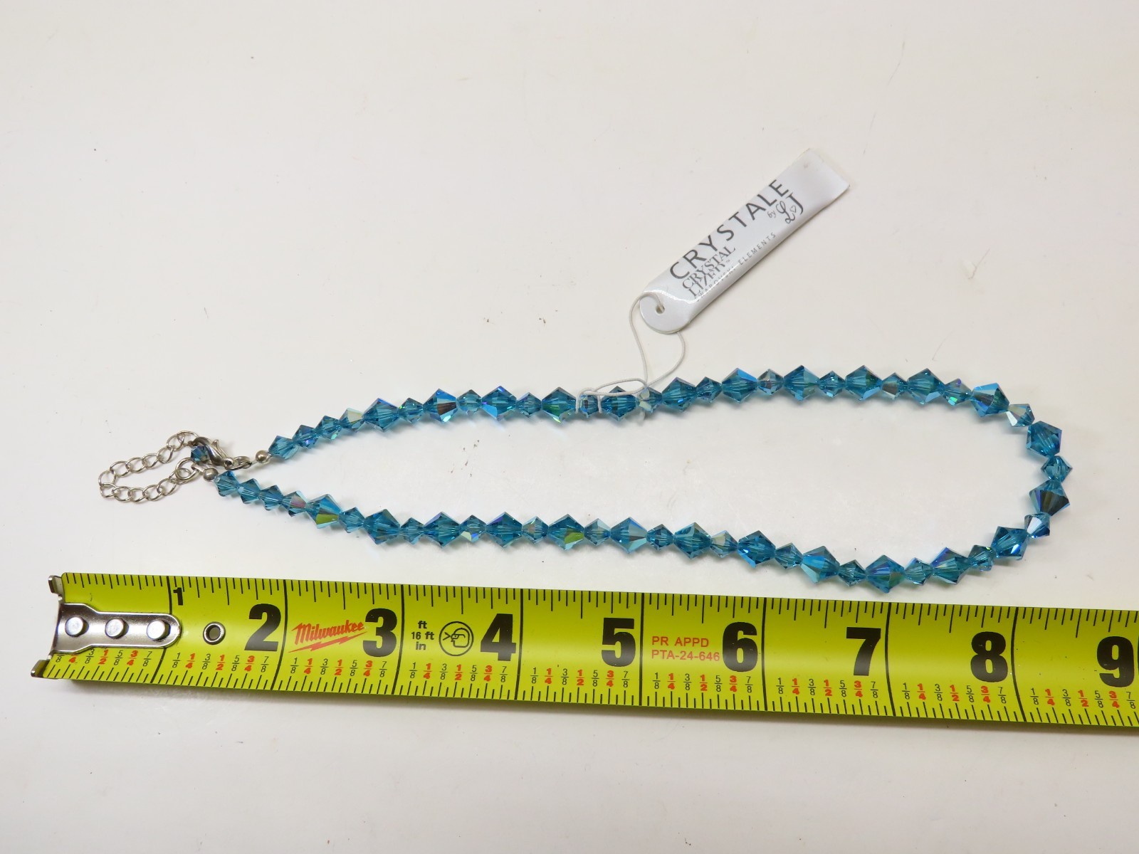 Vintage Signed Swarovski By L & J Necklace Blue Beaded Crystal Glass D5378