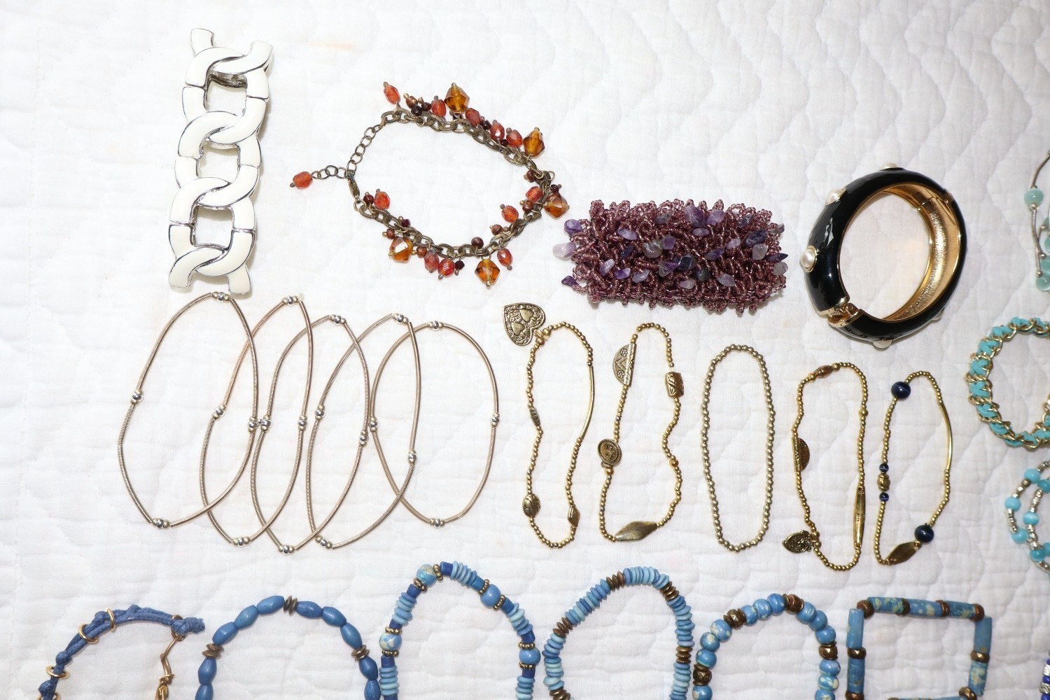 Mix Jewelry BRACELETS 66+ pc Lot, 3 Lbs,wearable, some with semi-precious stones