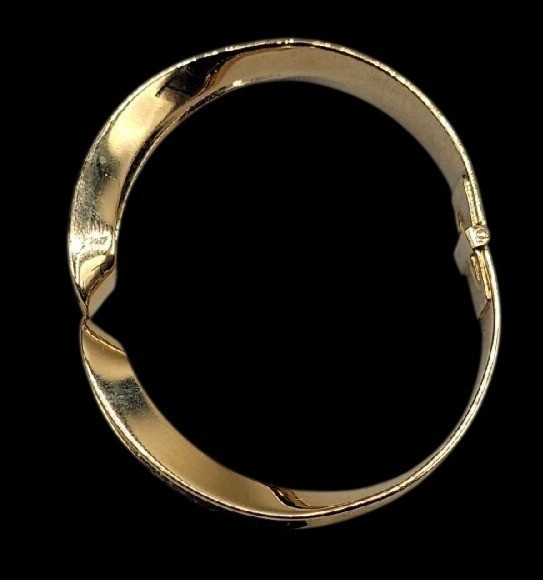 Vintage Crown Trifari Hinged Cuff Bracelet Gold Tone Modern Open Design 1960s