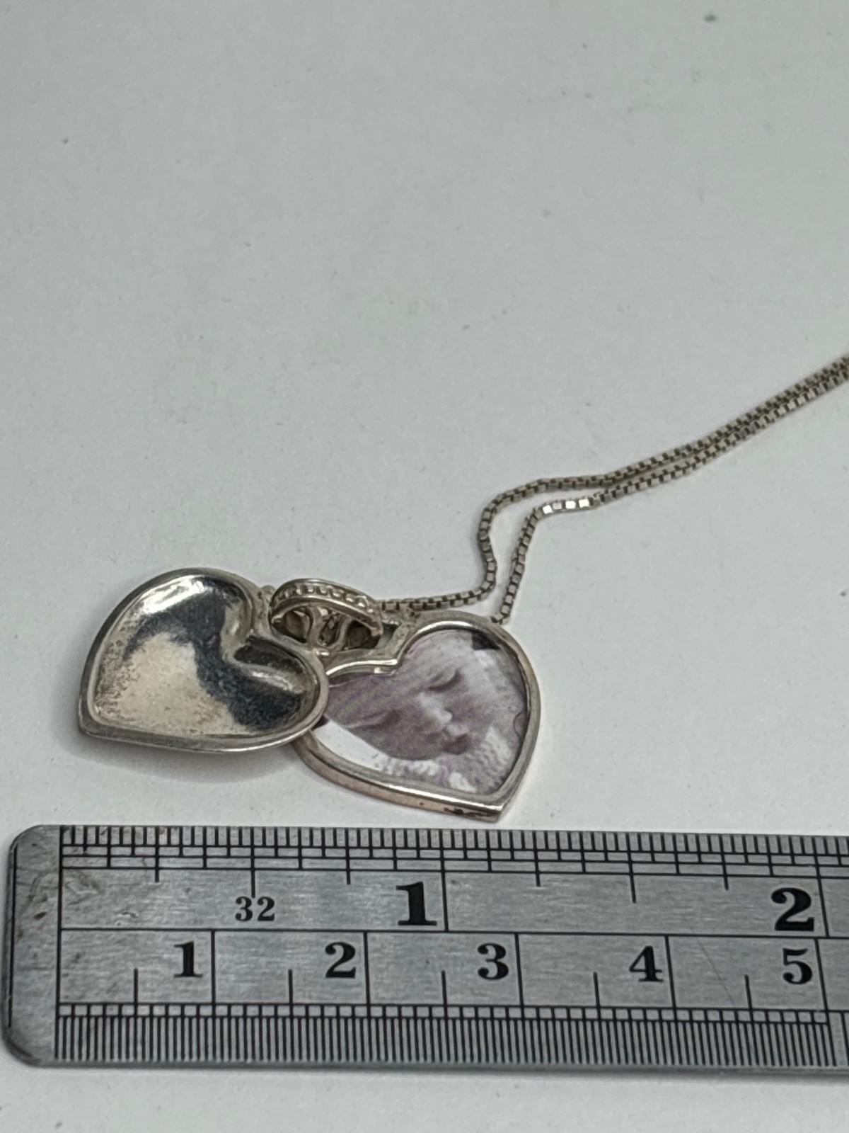 Vintage Sterling Silver Locket & Chain | Monogrammed | Original Photo | 6.45 g