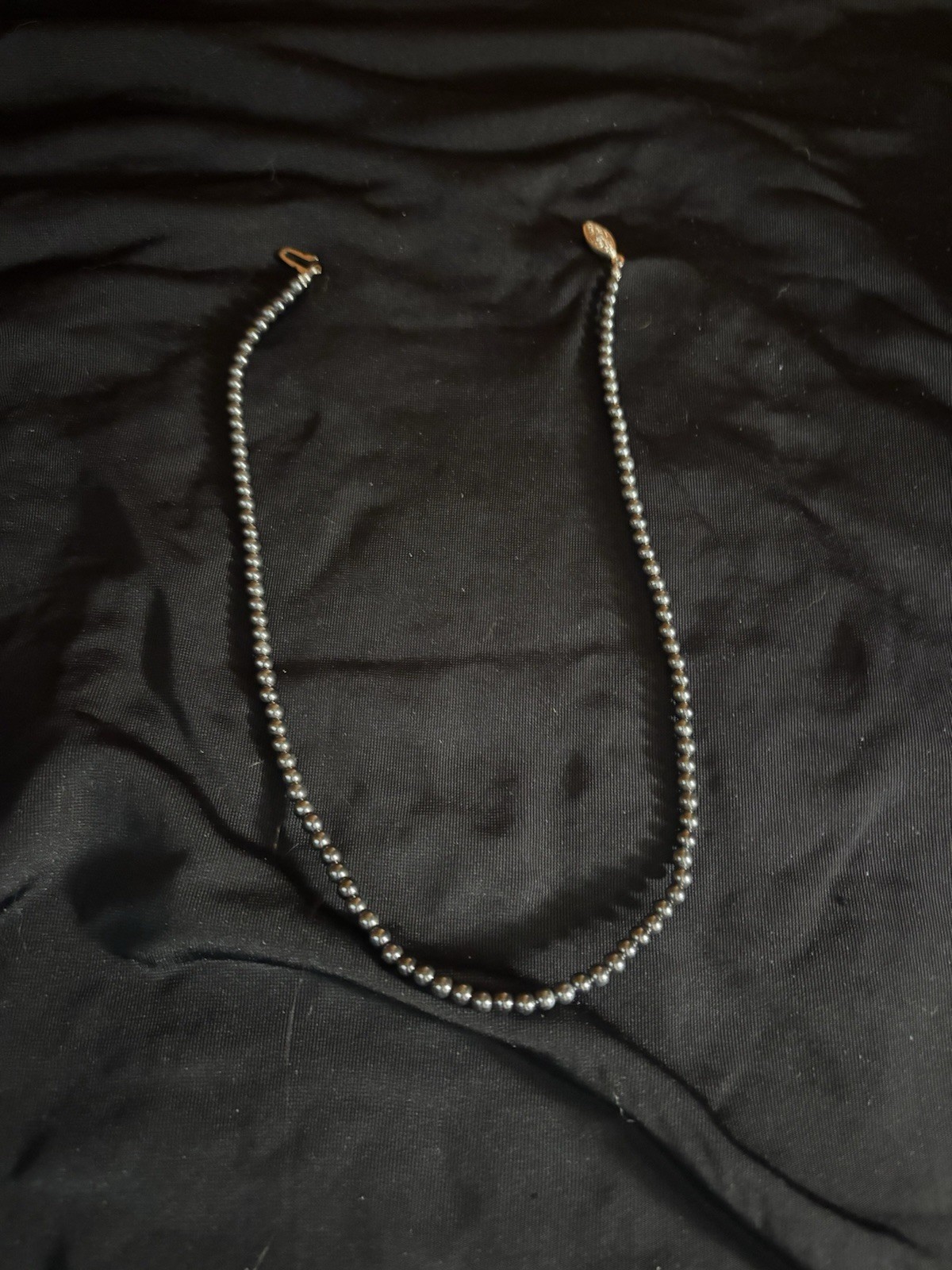 Vintage Metal Beaded Necklace With Fish Hook Clasp