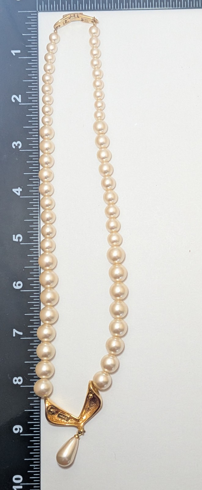 Vintage Metal Napier Faux Pearl Necklace 16″