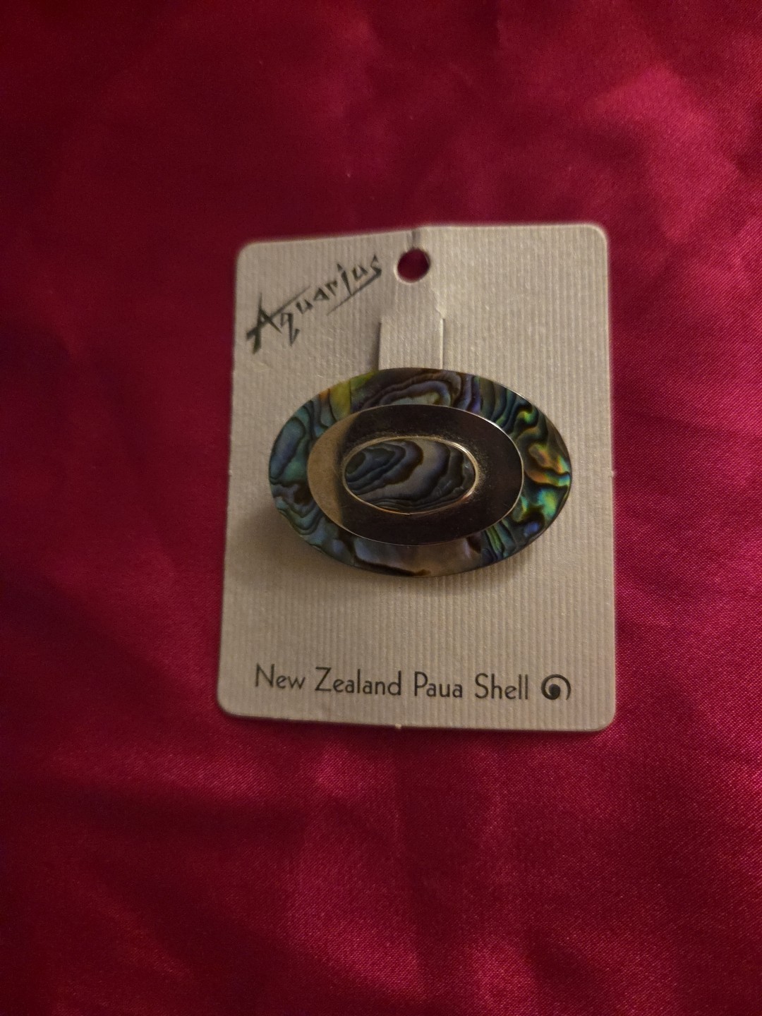 Abalone Shell Brooch Vintage Paua Shell Blue Green Silver 1960s 70s Shell…