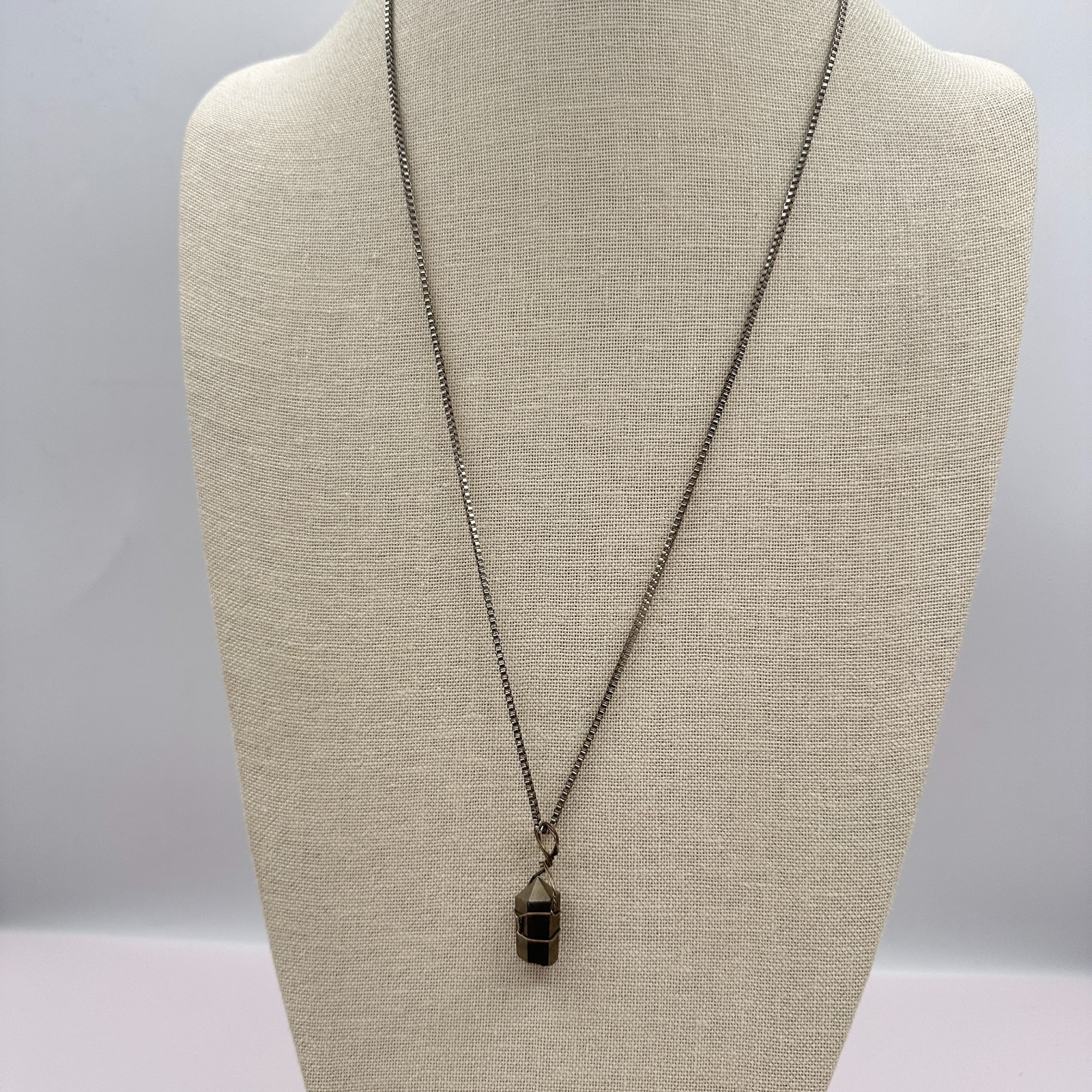 Vintage 90s Wire Wrapped Pyrite Point Pendant Necklace Women’s Classic Jewelry