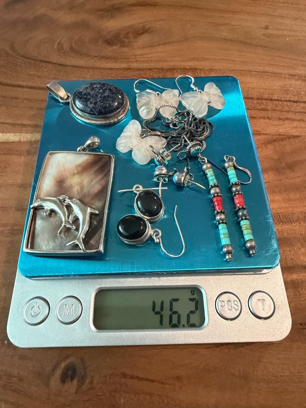 A Group of Estate Silver Jewelry, Earrings, Pendants, and Necklace