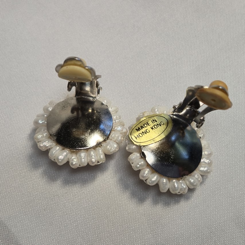 Fresh Water Pearl Clipon Earrings Vintage New Old Stock