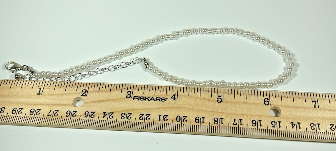 New White Stag Imitation Pearl Beaded Necklace 16 Inch Bridal Beauty Simple