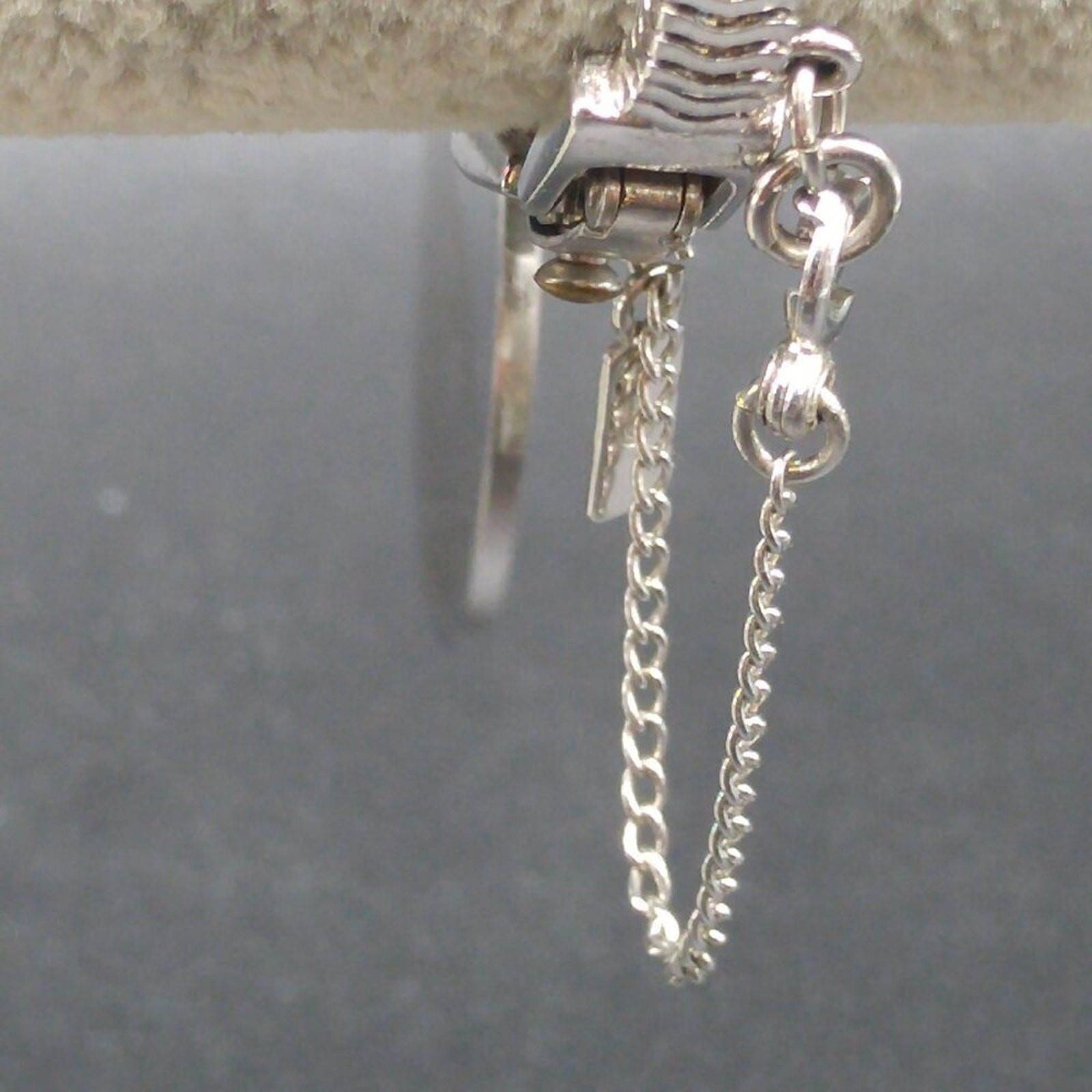 Vintage Monet Snake Chain Bracelet Engravable Disk Rhodium Sister Clasp