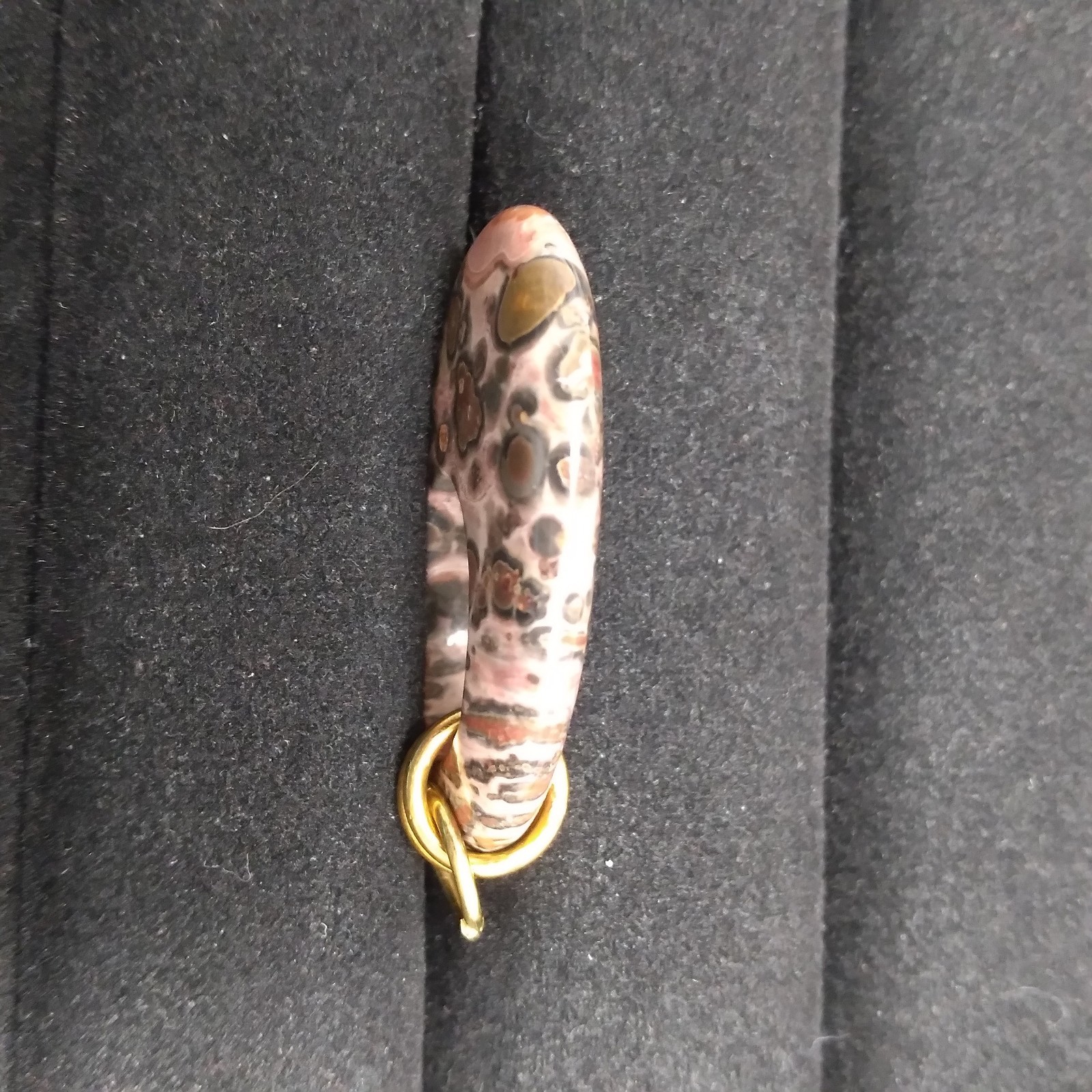 Pink Muted Color Stone Open Oval Pendant Gold Tone
