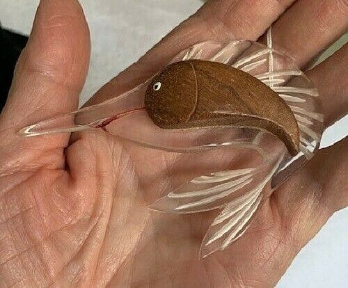 VINTAGE 1950’S LUCITE AND WOOD SWORDFISH BROOCH