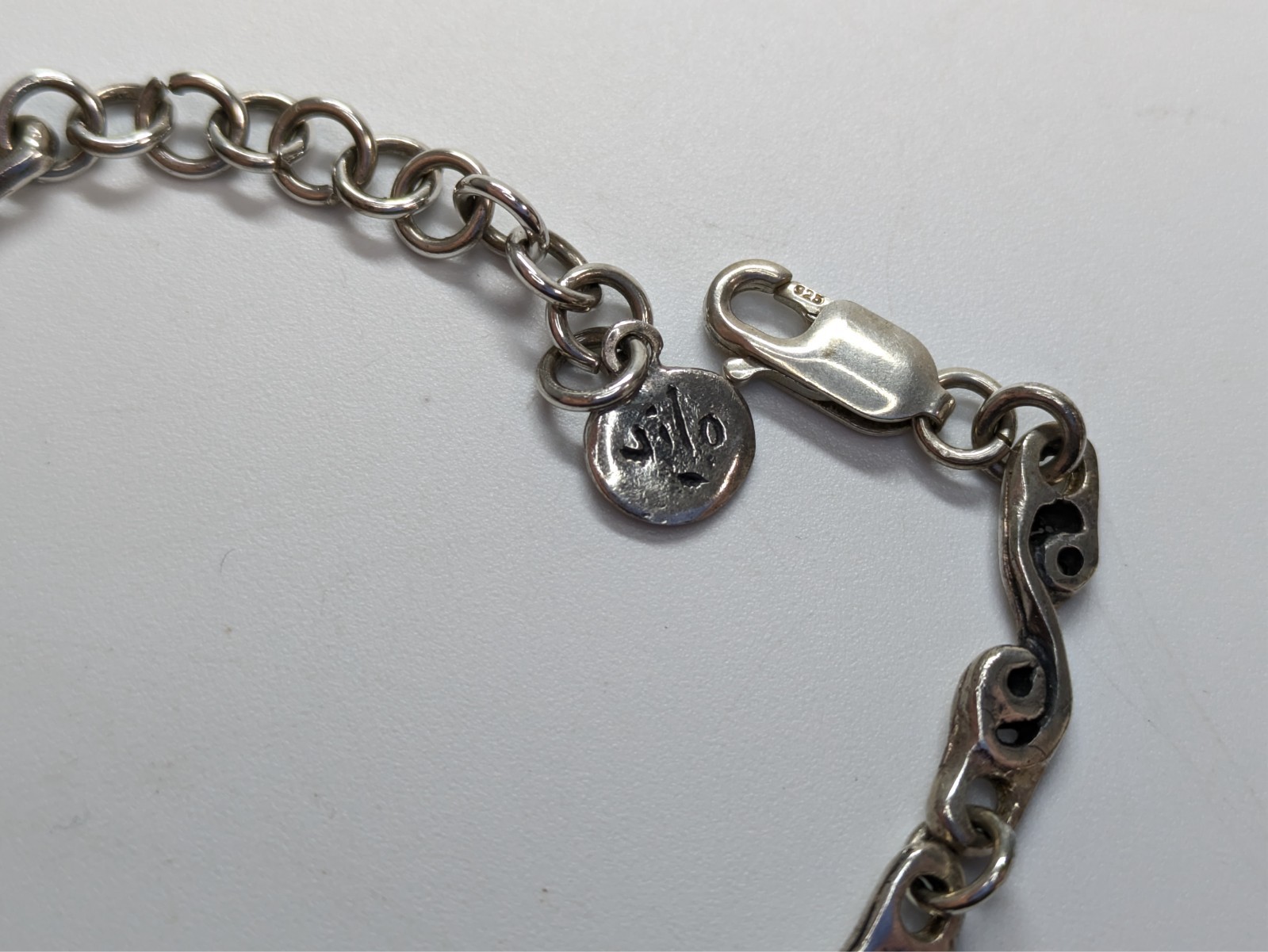 VTG Jilo Mexico Sterling Silver 925 Bracelet Unique Person Bracelet 6-7.5″ Long