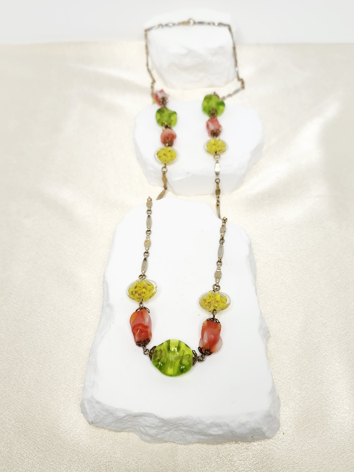 Vintage 36″ Long Artisan Crafted Art Glass Beaded Necklace – Venetian Or Czech?