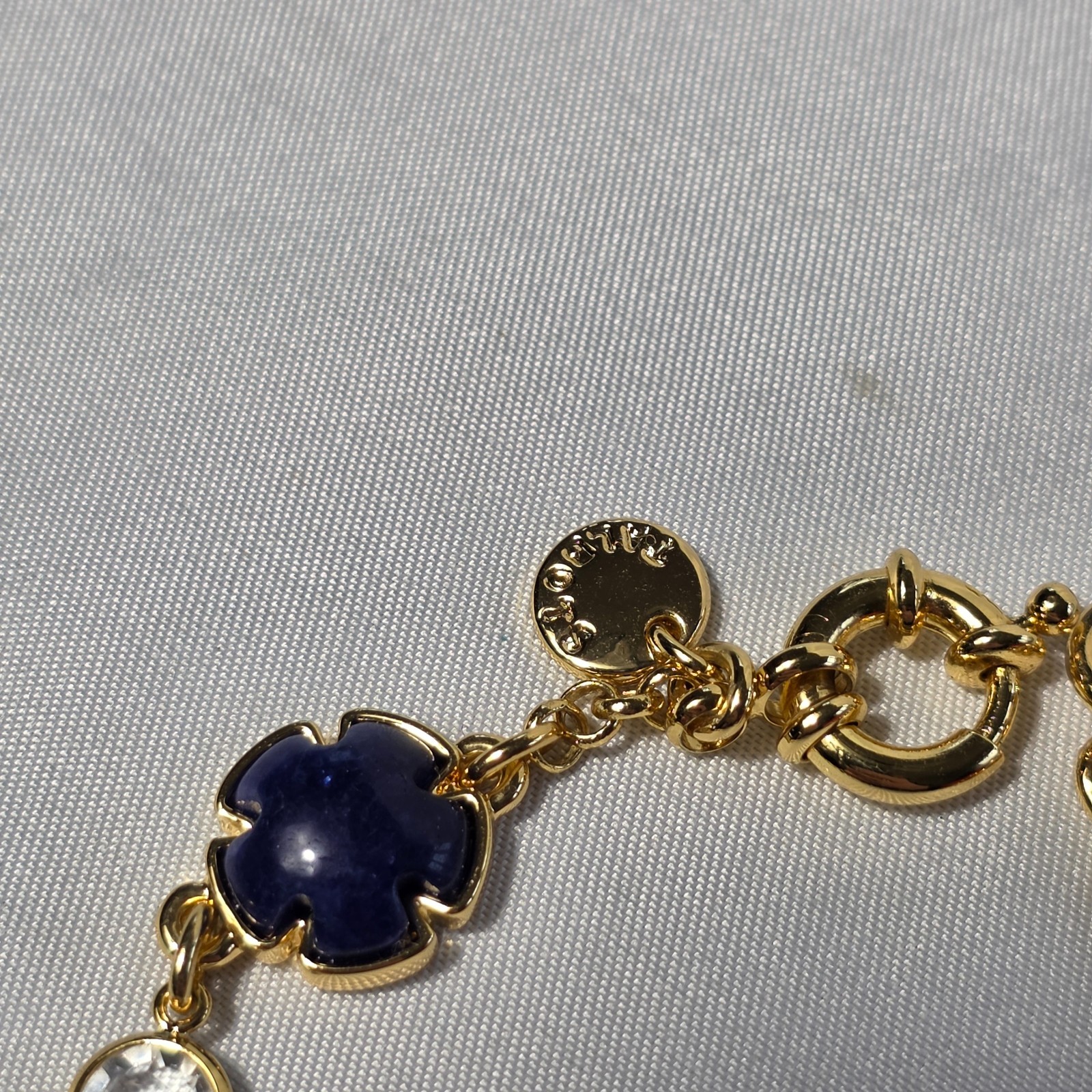 Talbots Floral Stone Bracelet Floral Shaped White & Navy Stone Inlays & Crystals