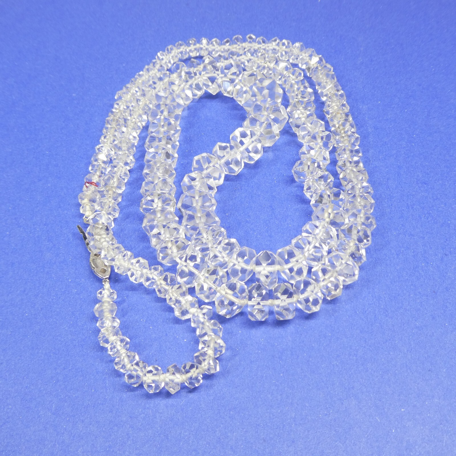 Faceted Crystal Necklace Vintage Graduated Clear 37″ Long Heavy 139g Estate
