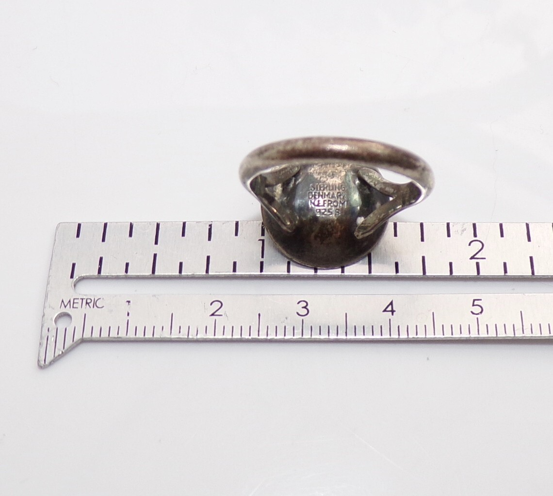 Denmark Niels Erik N E From Sterling Silver Amethyst Concave Ring Size 7 G2U