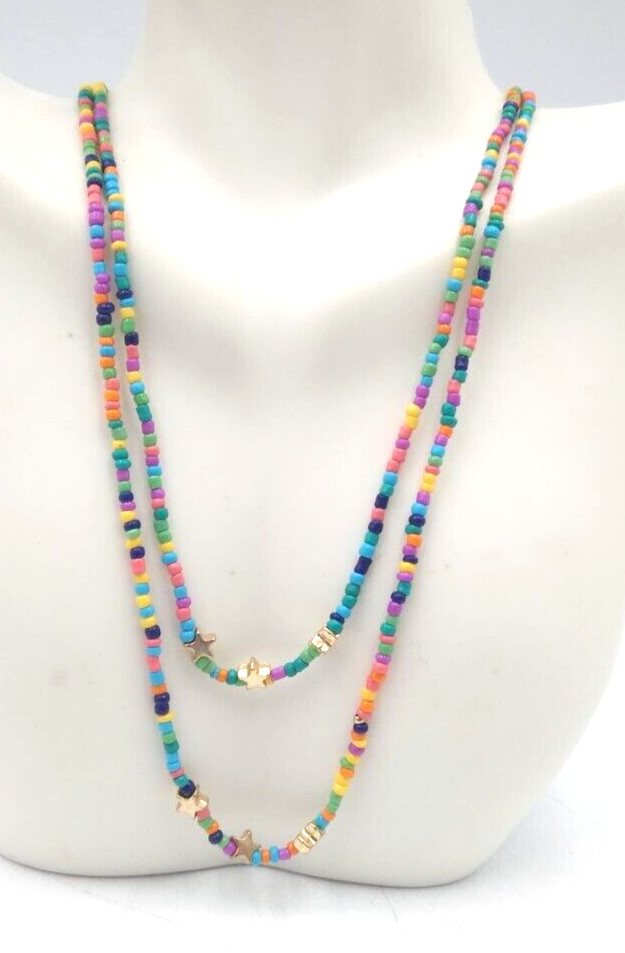 Lot of 3 Sweet Colorful Beaded Necklaces, 15″, 17″, 18″ Mix Match Wear 1 or All