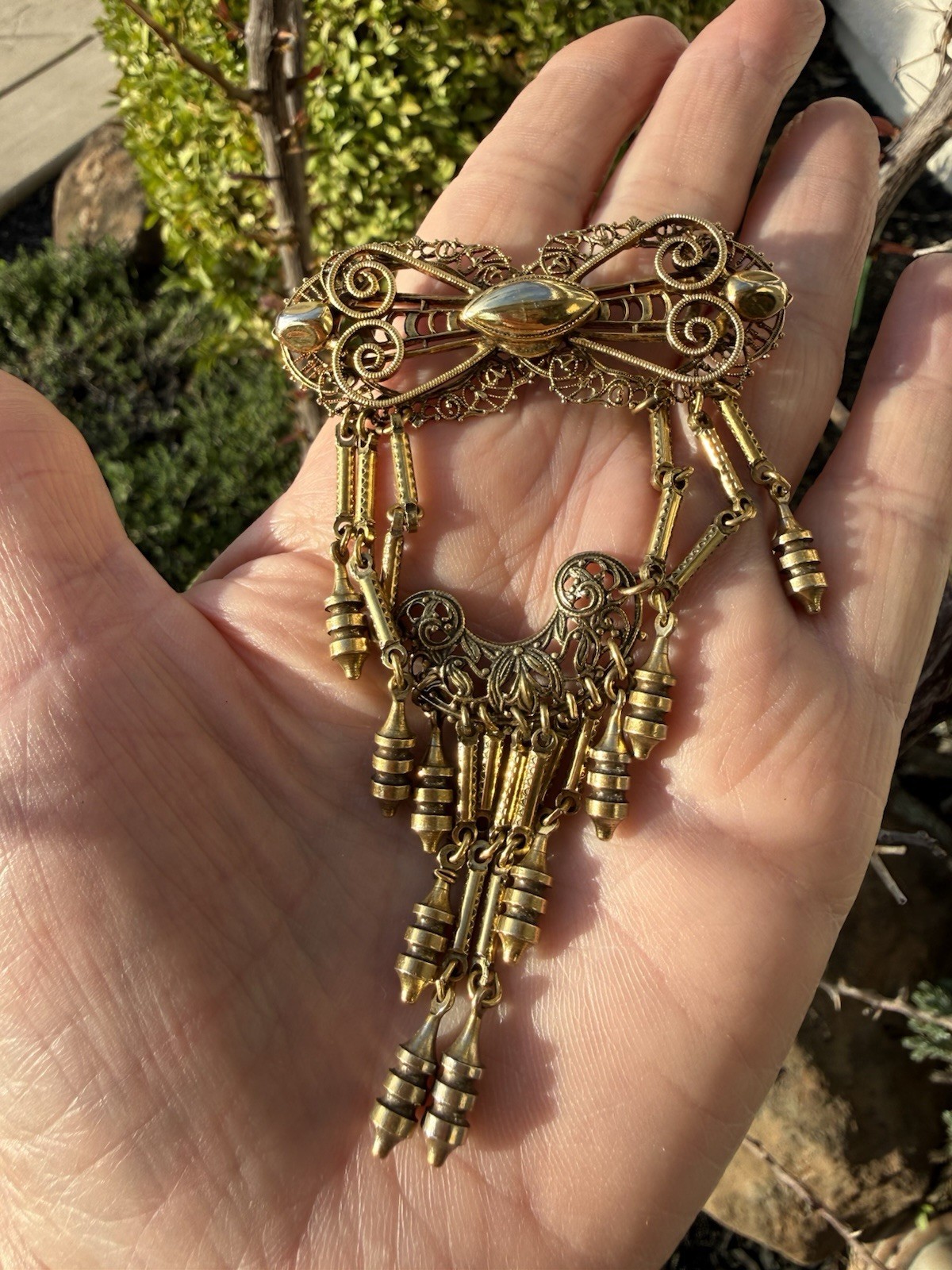 Original By Robert Vintage Victorian Revival Antique Gold Plated Festoon Brooch