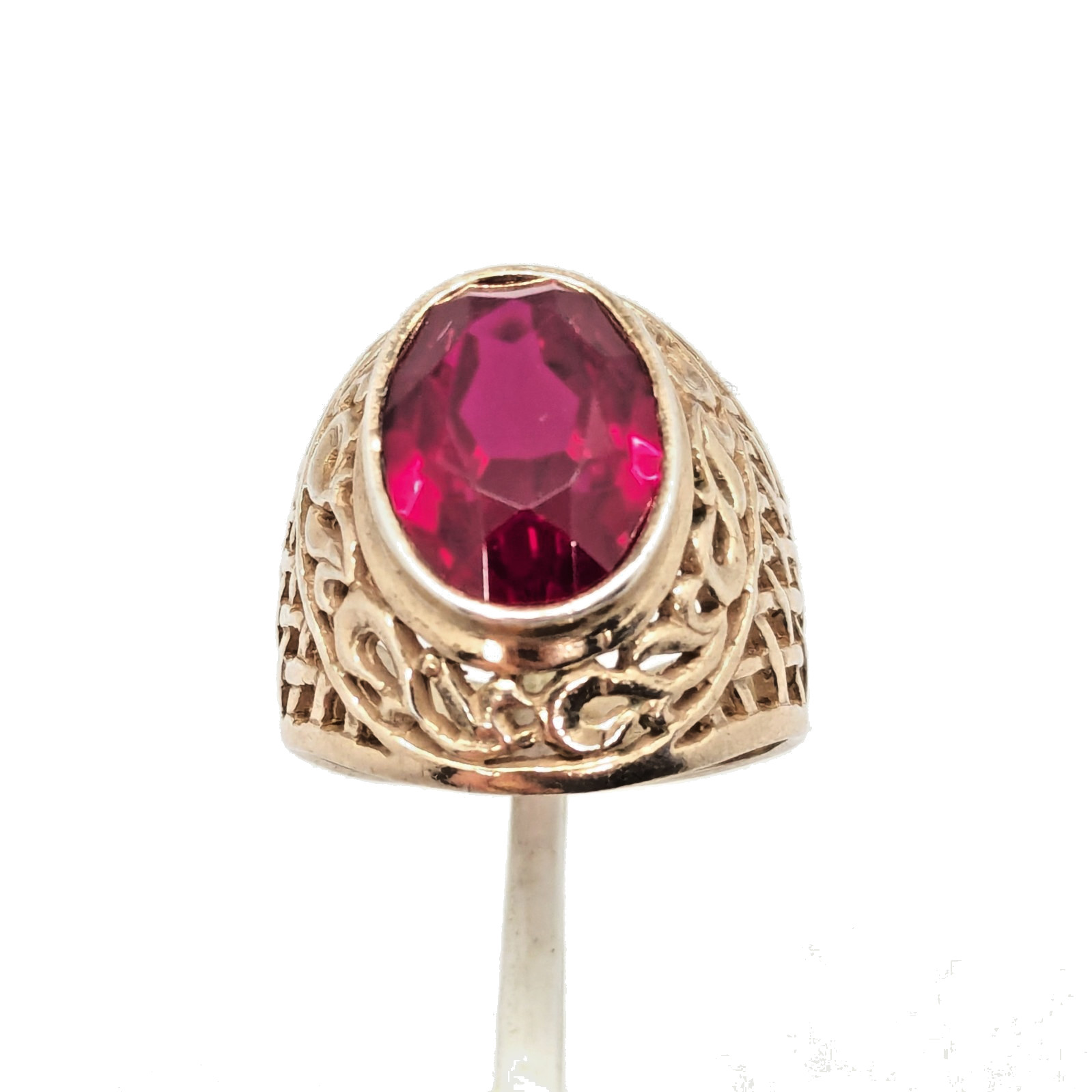 Vintage Soviet RING Silver⭐️875 stamp Star USSR with Bright Ruby -size: 8US | #8