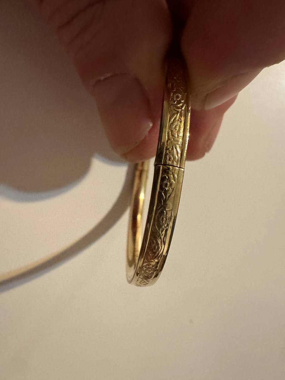 Vintage Ballou BAB Gold Filled Etched Hinged Bangle Bracelet Children’s