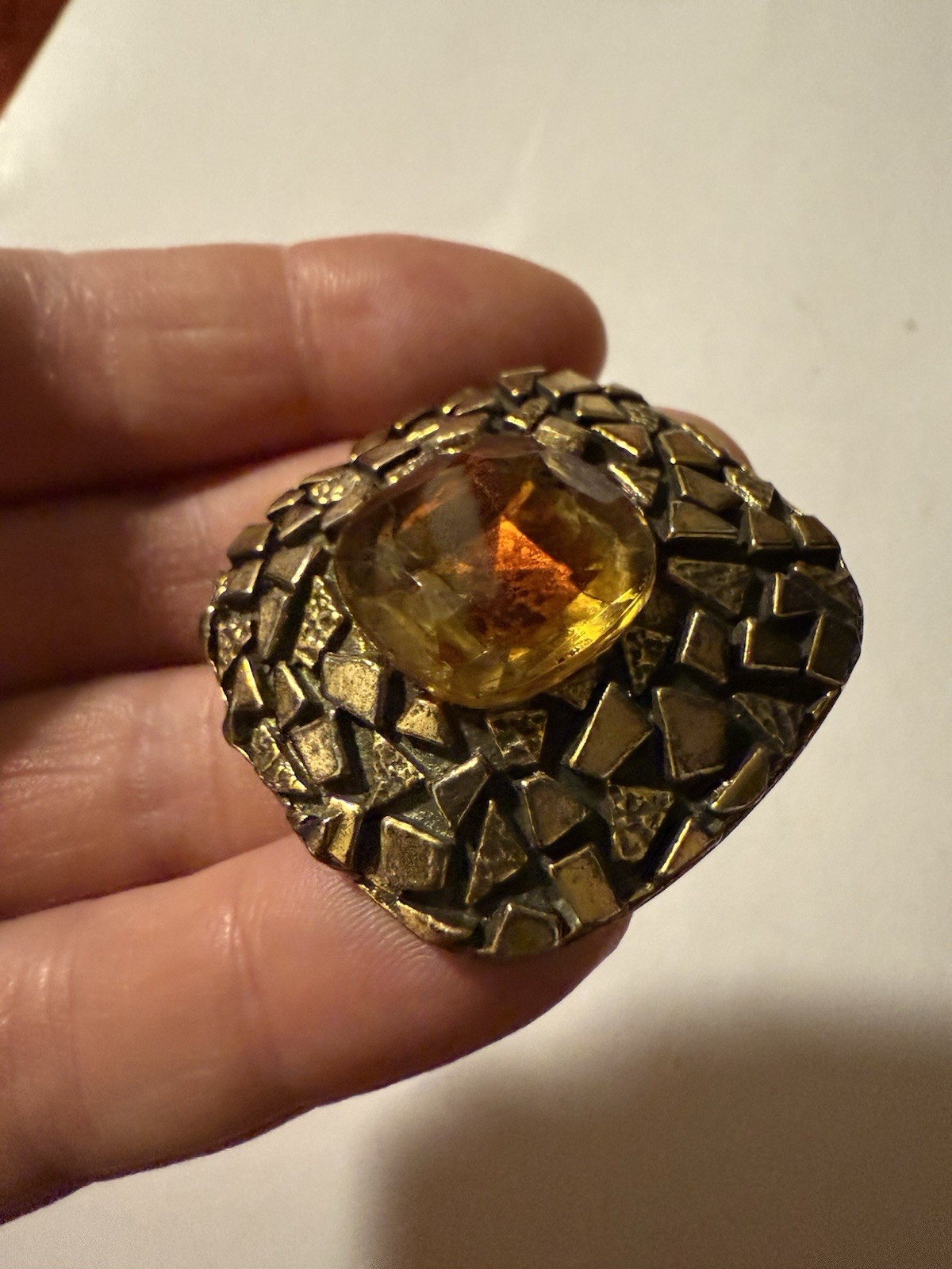 Vintage Zentall Brooch MCM Gold Toned 1 5/8” X 1 5/8”