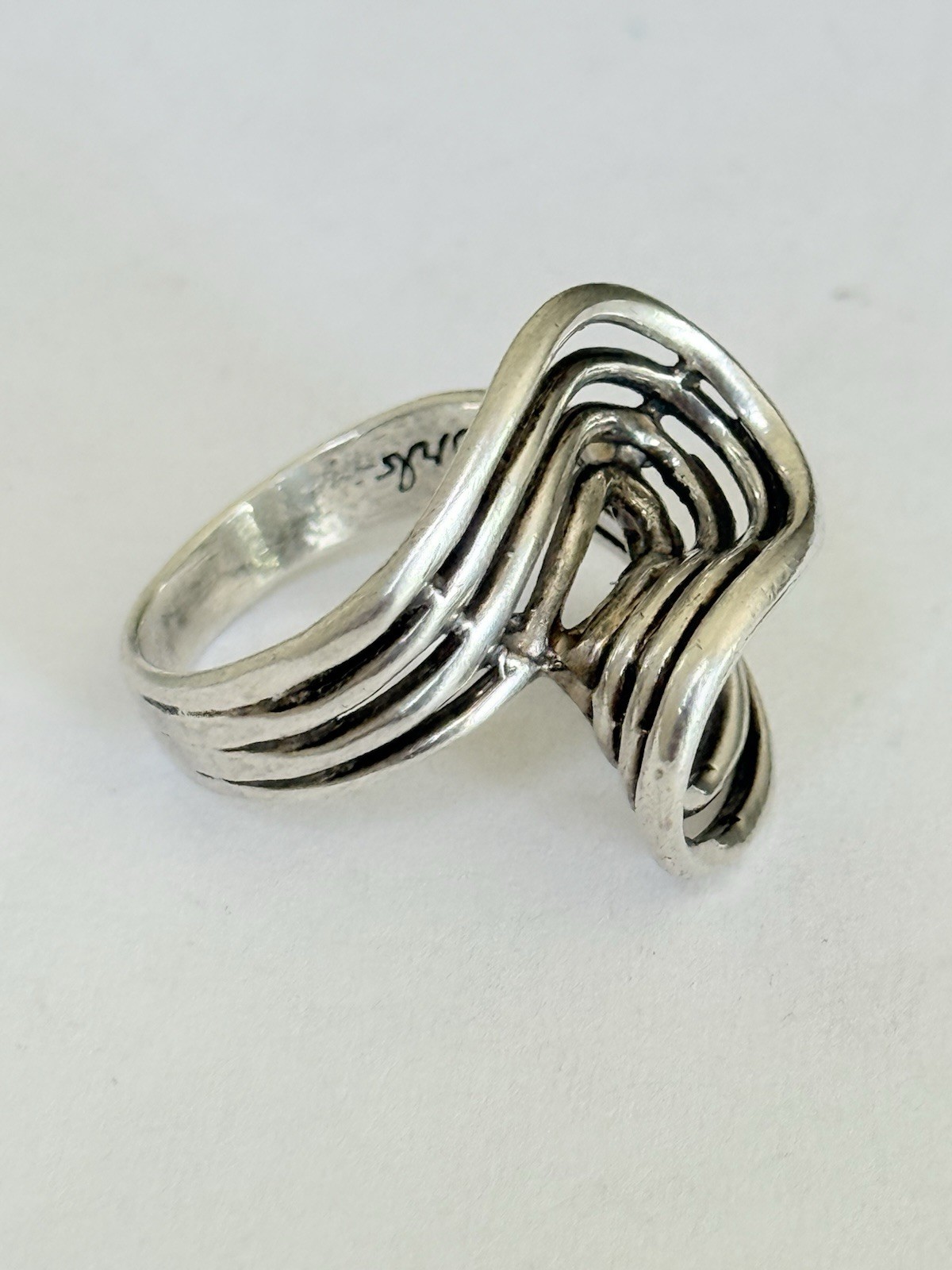 Vintage Signed Otto Robert Bade ORB Modernist Sterling Silver Ring Size 8