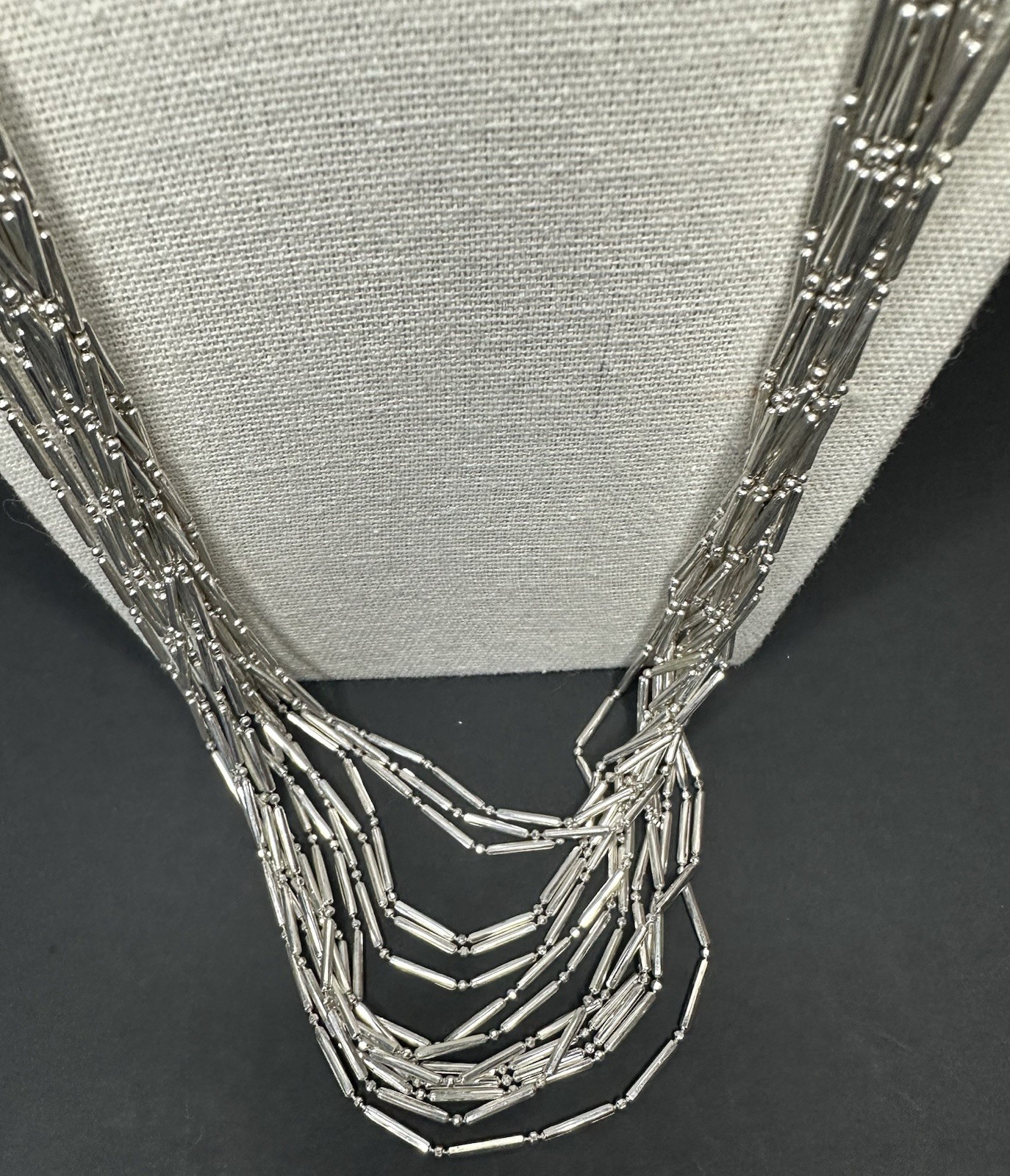 Vintage Coldwater Creek Liquid Silver Style Multi strand Layered Necklace 30”