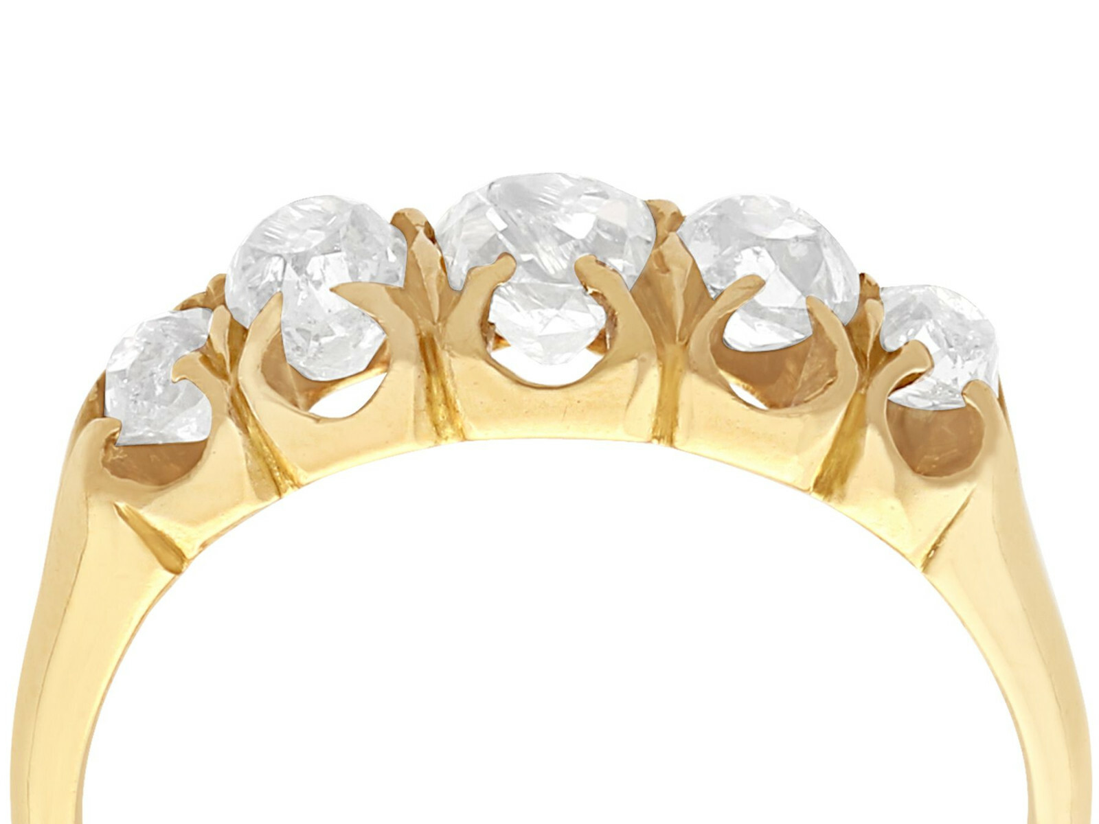 Antique Victorian 0.78Ct Diamond & 18k Yellow Gold Five Stone Ring – Size 5.125