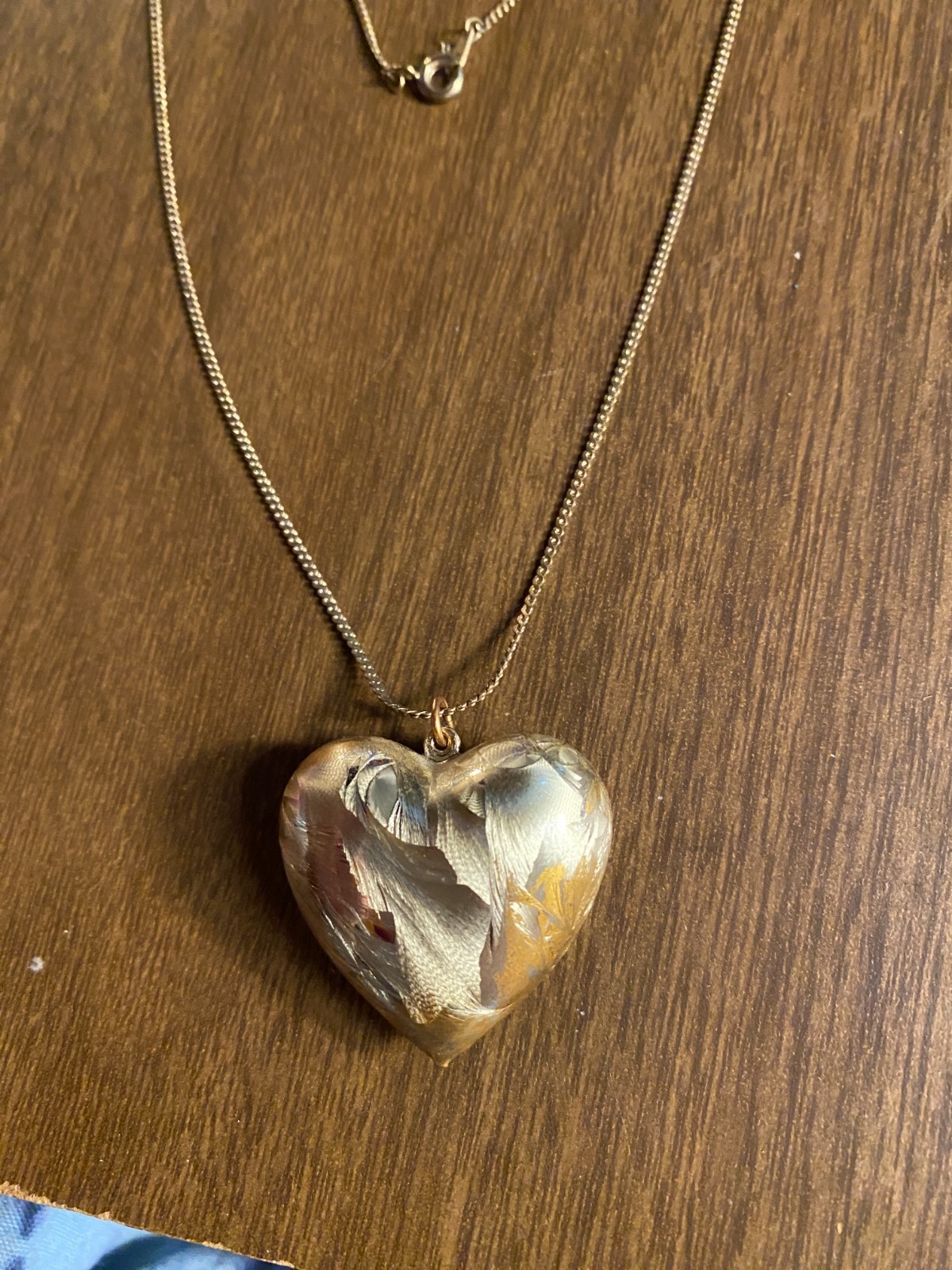 Vintage Puff Heart Brushed Gold Tone Pendant 1.5″ Necklace 18″ 1980’s