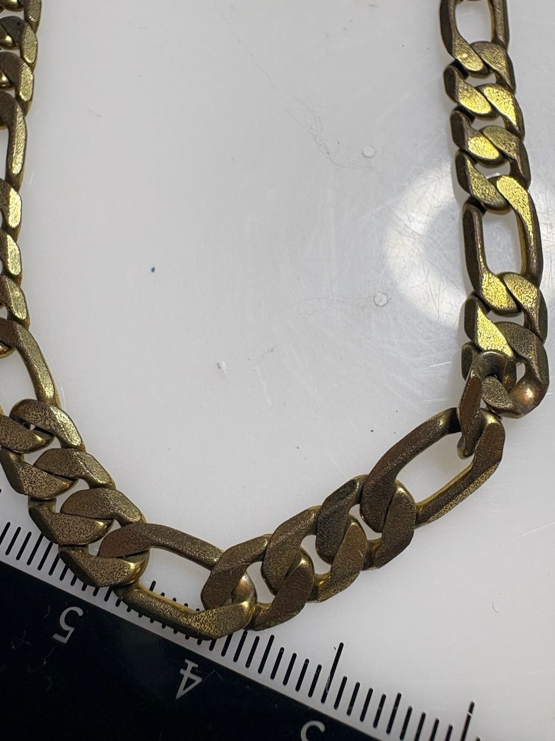 Vintage Antiqued Brass Figaro Link Chain Necklace with Lobster Clasp