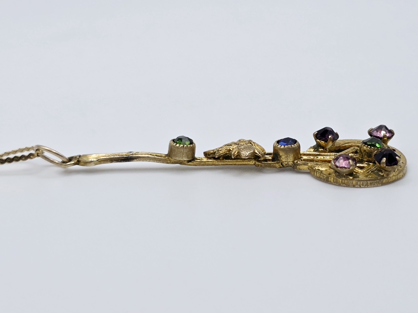 Antique Edwardian Suffragette Lavalier Pendant Necklace 14K Gold Filled Chain
